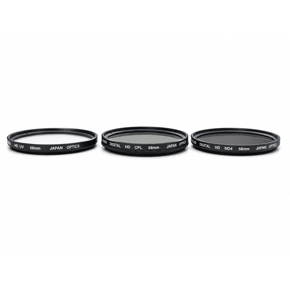 Bower Digital HD 58mm Filter Set UV CPL ND4 Japan Optics 3 Piece Kit
